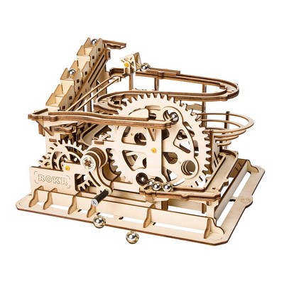Mechanical Wooden Puzzle Marble Run Waterwheel Coaster - Hands Craft