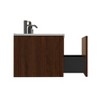 FAMYYT 30 in. Single Sink Floating Walnut Bath Vanity with White Ceramic Top (Assembled), U Shape Wall Fitting - 4 of 4