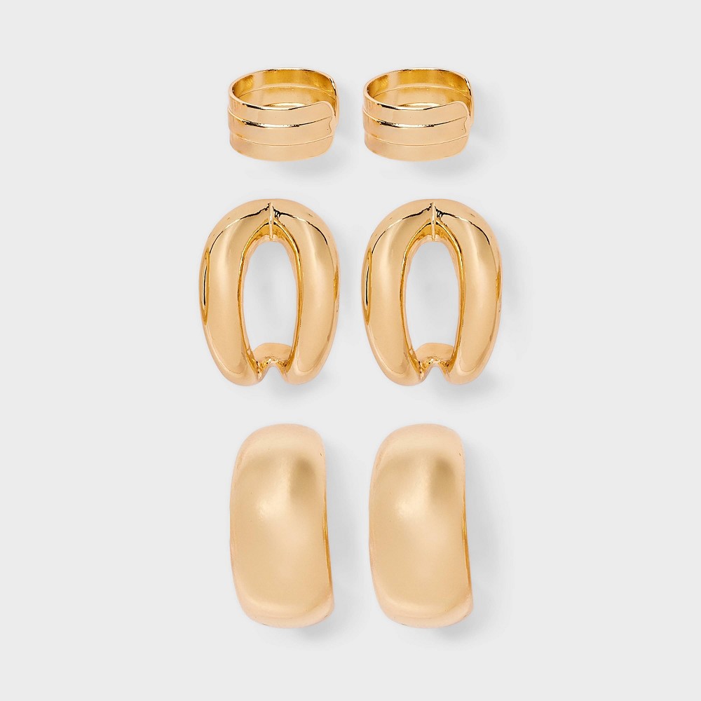 Assorted Accessories, hair clip, earrings, rings, Chunky Hoop Earring Set 3pc - A New Day™ Gold: Nickel-Free Metal, Post Closure, 0.74" Length