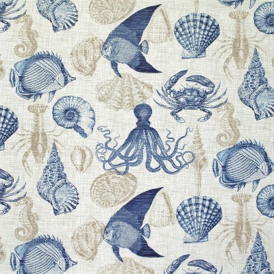 Marine Blue and Khaki Sea Life Rectangular Throw Pillows Set