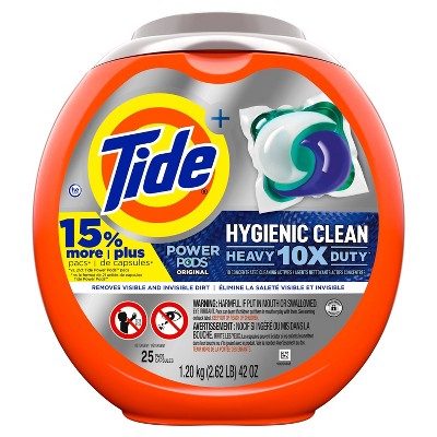 Tide Hygienic Clean Heavy 10x Duty Power Pods for Visible and Invisible Dirt Laundry Detergent- Original Scent - 25ct