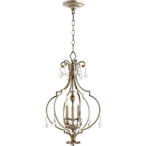 Quorum Lighting Ansley 3-Light Entry Pendant, Aged Silver Leaf, 14W x 24.25H, Dry Rated, Transitional Style - 1 of 1