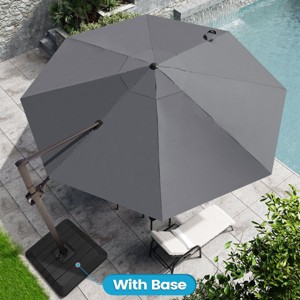 Crestlive Products 11.5FT Round Patio Offset Cantilever Umbrella with Base Set Adjustable with 360°Rotation Pole Outdoor Umbrella - 1 of 4