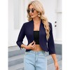 Womens 3/4 Sleeve Blazer Jacket Open Front Cropped Business Blazer Figure Flattering Jacket Pelplum Jackets - 3 of 4