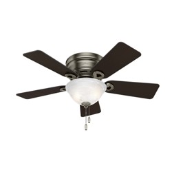 42 Newsome Brushed Nickel Ceiling Fan With Light Hunter