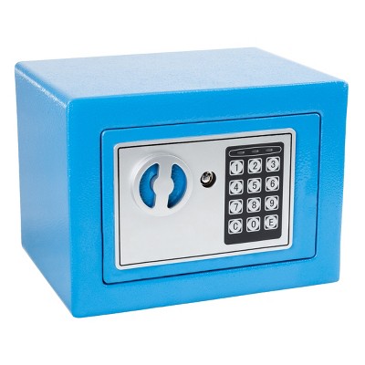 Fleming Supply Steel Security Safe Box with Digital Keypad - Blue