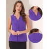 Allegra K Women's Elegant Chiffon V Neck Sleeveless Work Pleated Blouse - 2 of 4