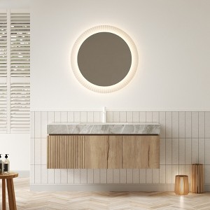 GDFStudio Abram 48" Ceramic and Wood Wall-Mount Bathroom Vanity with Drawer and Doors - 1 of 4