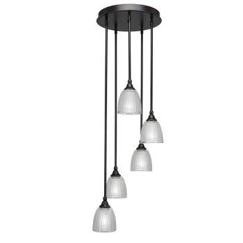 Toltec Lighting Empire 5 - Light Pendant in  Dark Granite with 5" Clear Ribbed Shade