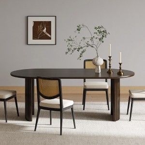 67" Dining Table with Fluted Base suit Kitchen Dining Room for 6 People - 1 of 4