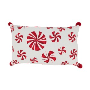 Saro Lifestyle Candy Cane Dreams Peppermints Throw Pillow Cover - 1 of 3