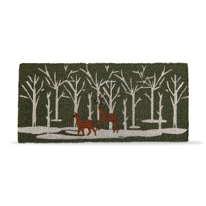 tag 1'6"x3'3" Woodland Deer in Forest Rectangle Indoor and Outdoor Estate Coir Door Welcome Mat Green Background - 1 of 2
