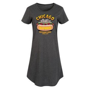 Women's - Instant Message - Chicago Hot Dog Skyline Graphic T-shirt Dress - 1 of 4