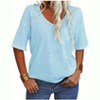 Imily Bela Women's Casual V Neck Half Sleeve Oversized T Shirt Solid Color Basic Top - 2 of 4