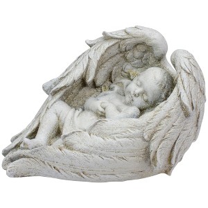 Diva At Home 10-Inch Sleeping Angel Baby with Wings Outdoor Garden Statue - 1 of 4