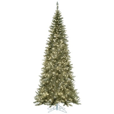 Vickerman Champagne Tinsel Fir Slim Artificial Christmas Tree