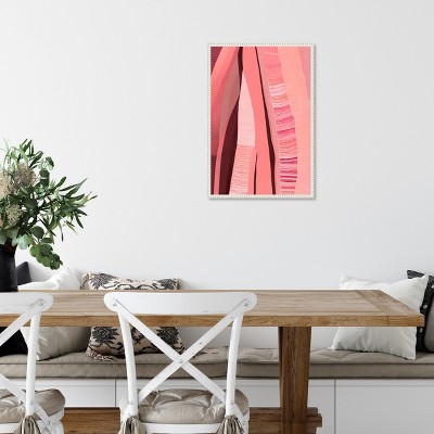 Pink Layers Abstract Canvas Art with White Floater Frame