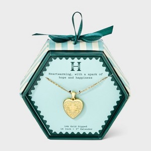 14K Gold Dipped Heart Charm Initial Necklace - A New Day™ Gold - 1 of 4