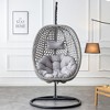 Swinging Chair Hammock Egg Chair Patio Wicker Swing Egg Hanging Chair With Stand, 350lbs Maximum Weight Capacity, Ash - 4 of 4