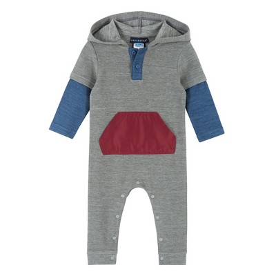 Andy & Evan Infant Boys Double Peached Colorblocked Hooded Romper. : Target