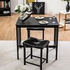 Costway 3 PCS Modern Counter Height 32.5'' Dining Set Table and 2 Chairs Kitchen Bar Furniture Black - 3 of 4