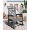 HDPE Patio Outdoor Rocking Chair with Wood Texture, Weather Resistant Rocking Chair for Deck, Pool, Backyard, Set of 2 - 2 of 4
