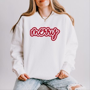 Merry Outline Puff  - Women's Lightweight Garment Dyed Sweatshirt - 1 of 4