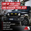 AMERICAN MODIFIED Grille w/ Amber LEDs Compatible w/ 2018-2023 Jeep Wrangler JL & Gladiator JT w/ Camera, Empire, Glossy Black - 3 of 4