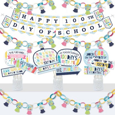 Big Dot of Happiness Happy 100th Day of School - Banner and Photo Booth Decorations - 100 Days Party Supplies Kit - Doterrific Bundle