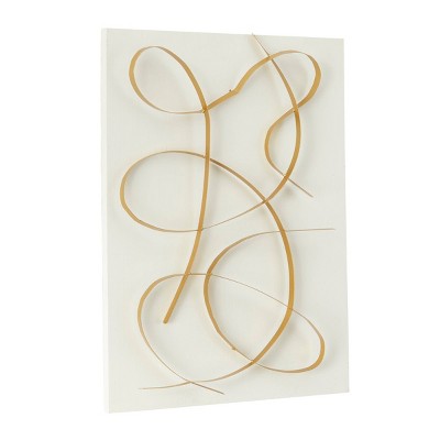 Metal Abstract Overlapping Lines Wall Decor With Gold Backing White ...