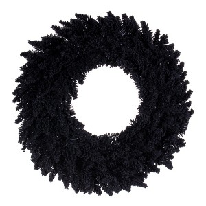Vickerman Flocked Black Fir Artificial Wreath - 1 of 4
