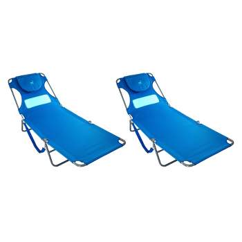 Ostrich Comfort Lounger Face Down Sunbathing Chaise Lounge Beach Chair, (2 Pack)