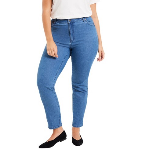 June + Vie By Roaman's Women's Plus Size Essential Cropped Legging - 26/28,  Blue : Target