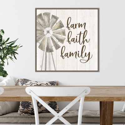 Farm Faith Family Gray Wash Canvas Print
