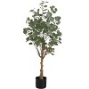 Monarch Specialties Artificial Plant 46 inch Tall Eucalyptus Tree Indoor Faux Fake Floor Greenery Potted Decorative Green Leaves Black Pot - 2 of 4