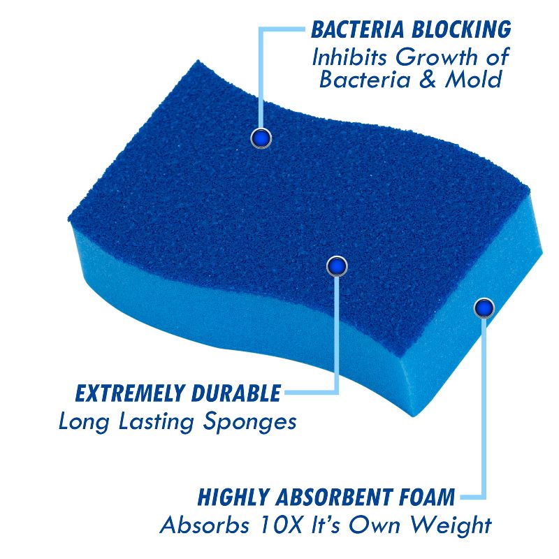 ELITRA HOME Heavy Duty Scrubber Sponge, with Smell Resistant Hydrophilic Foam Technology, Odorless - Blue, 2 of 7