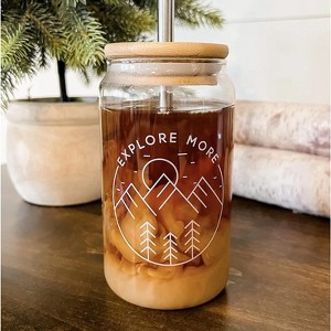 25PCS US stocked 16oz Sublimation Beer Can Shaped Glass Can with Bamboo Lid and Straw - 1 of 4