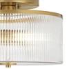 Possini Euro Design McKenzie 14" Modern 2-Light Semi Flush-Mount Ceiling Light Fixture Kitchen Foyer Hallway Drum Warm Brass Finish Ribbed Glass - 3 of 4