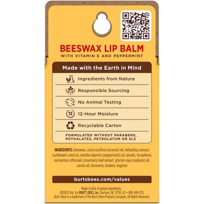 Burt's Bees Beeswax Lip Balms - 0.45oz/3pk: Moisturizing, Paraben-Free, Sulfate-Free, Phthalate-Free