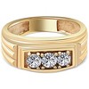 Pompeii3 Mens Gold 3/4ct Three Stone Diamond Anniversary Ring 14K Yellow Gold - 4 of 4