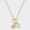14K Gold Dipped Cubic Zirconia Puffy Heart Charm Initial Necklace - A New Day™ Gold - 2 of 4