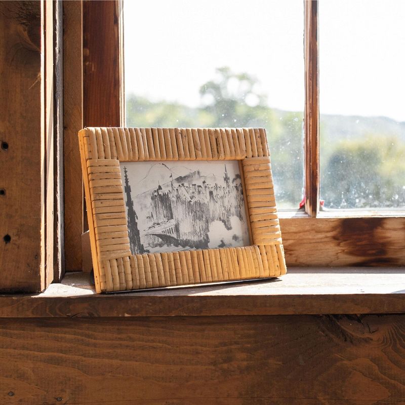 4X6 Inch Wrapped Rattan Picture Frame with MDF & Glass by Foreside Home & Garden, 2 of 7