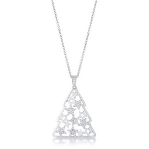 ShineHigh Holiday CZ Pendant Necklaces – Christmas Tree, Snowman, and Reindeer Designs with Pave-Set Stones on Adjustable Rhodium Chains - 1 of 1