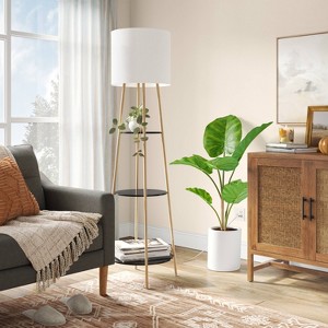 Shelf Floor Lamp Black/Natural - Threshold™ - 1 of 4