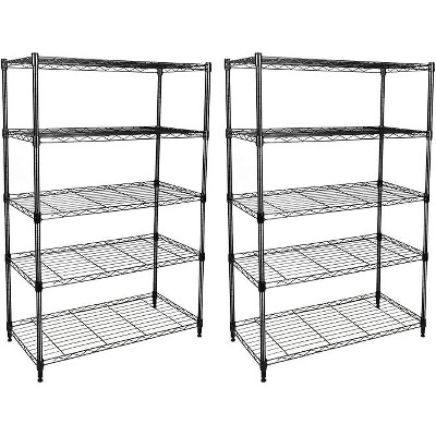 Vynxaria Black 5-Tier Utility Storage Shelves 29.92" D x 13.98" W x 62.99" H, 2 Pack