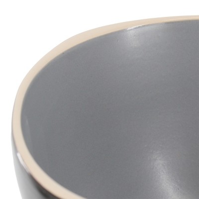 Modern Black and Gray Ceramic Square Bowl Set, 6-Inch, Matte Finish