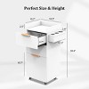 Karl Home Black Wooden Mobile Salon Trolley Cart with Wheels and 2 Drawers - 3 of 4