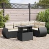 vidaXL Garden Sofa Set Black PE Rattan, Powder-Coated Steel, Tempered Glass - 2 of 4