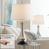 360 Lighting Simon Modern Table Lamps 25 1/2" High Set of 2 Brushed Nickel with USB Charging Port and Table Top Dimmers White Fabric for Home Desk - 2 of 4