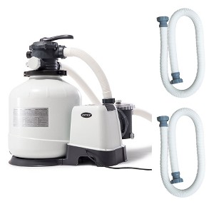 Intex 3000 GPH Above Ground Pool Sand Filter Pump with 1.5" Pump Hose (2 Pack) - 1 of 4